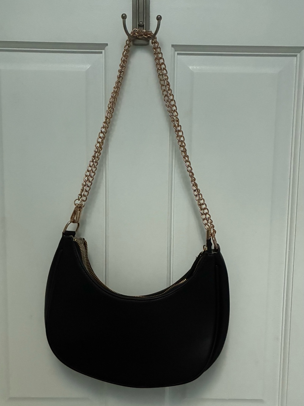 Amazon Black Shoulder Bag with Gold Chain Strap, Never Used